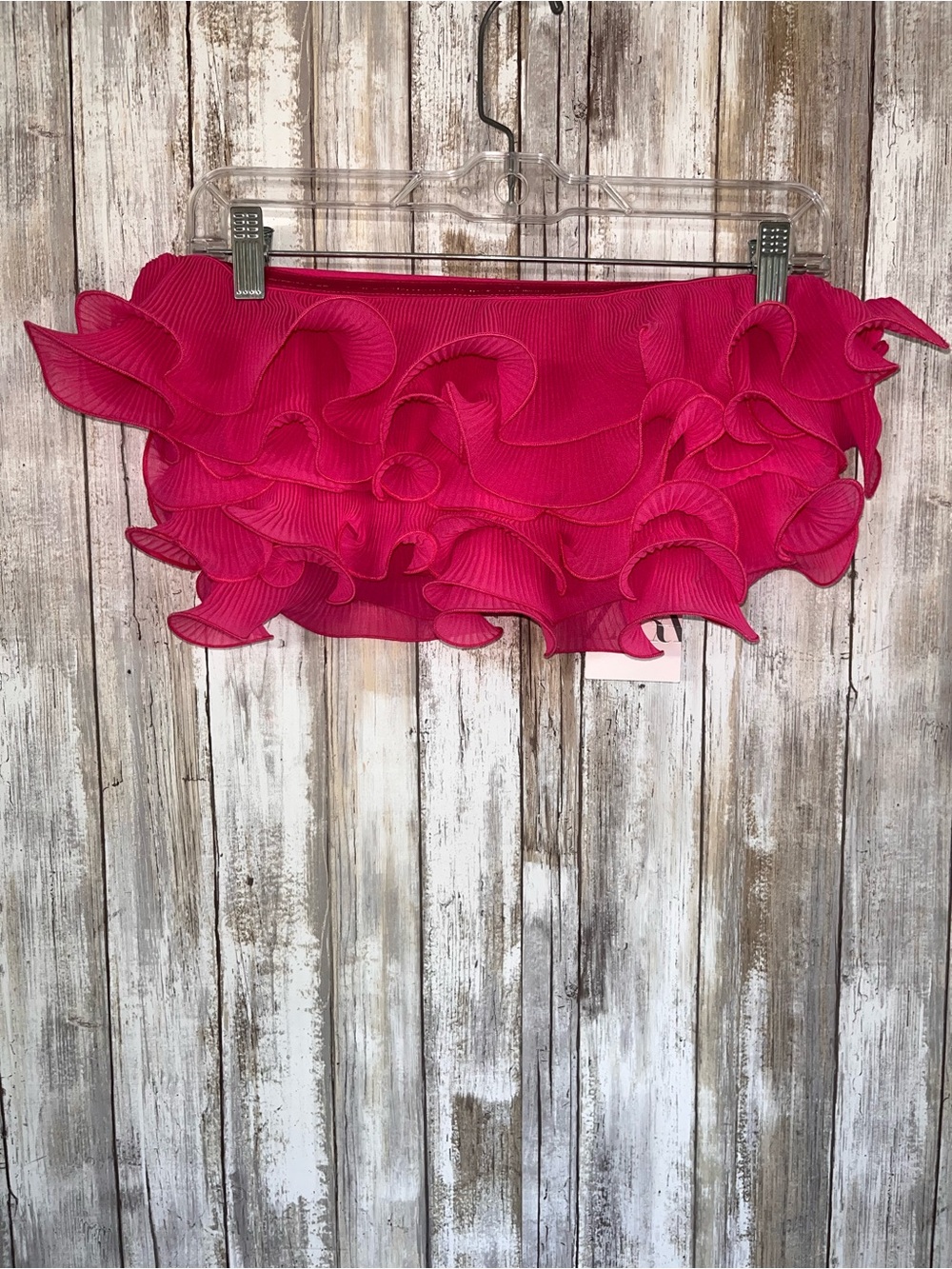 Zara Pink Pleated Ruffle Off Shoulder Crop Top Strapless S NWT - Picture 3 of 6